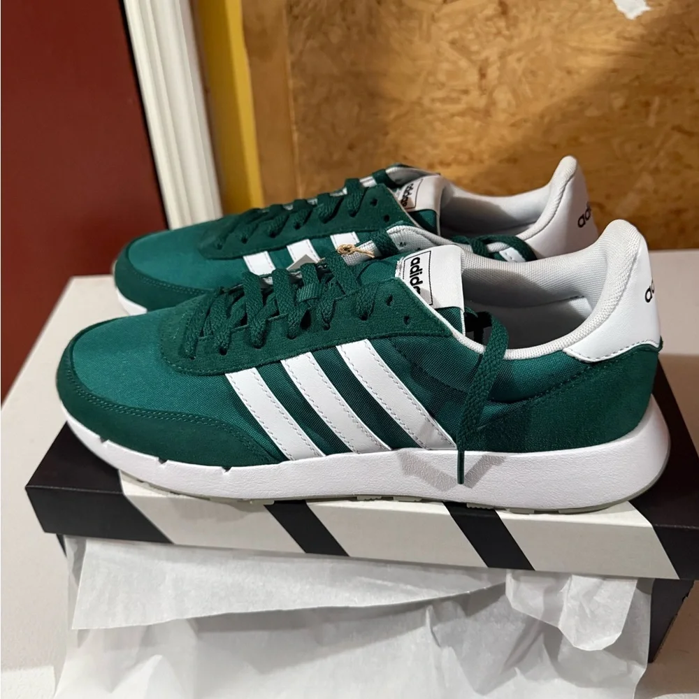 Adidas Mens Green and White Trainer Sneakers